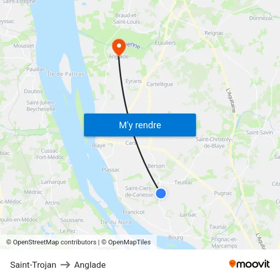 Saint-Trojan to Anglade map
