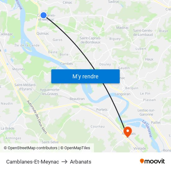 Camblanes-Et-Meynac to Arbanats map