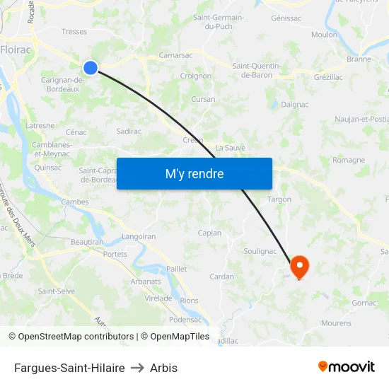 Fargues-Saint-Hilaire to Arbis map