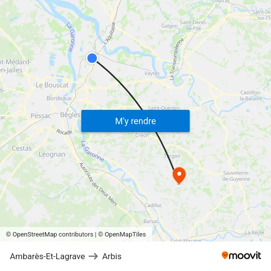 Ambarès-Et-Lagrave to Arbis map
