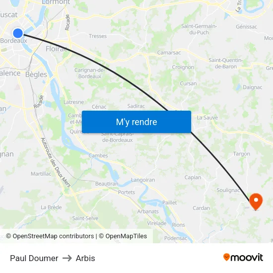 Paul Doumer to Arbis map