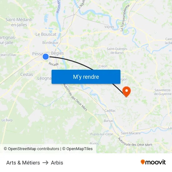 Arts & Métiers to Arbis map