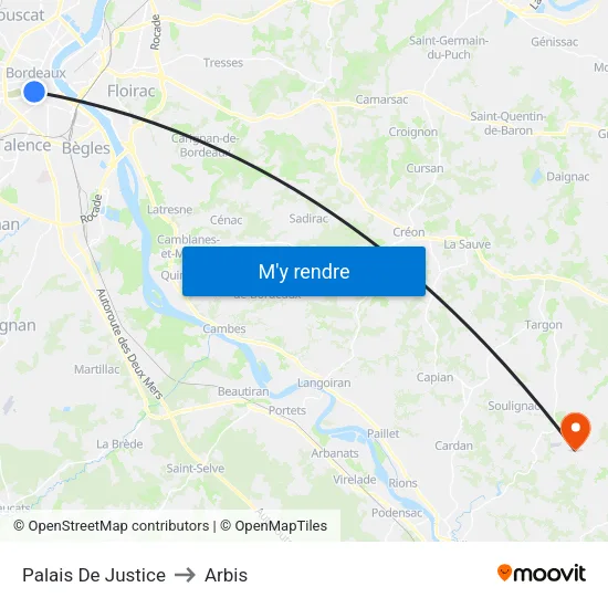 Palais De Justice to Arbis map