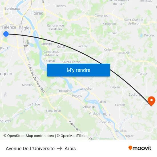 Avenue De L'Université to Arbis map