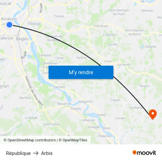 République to Arbis map