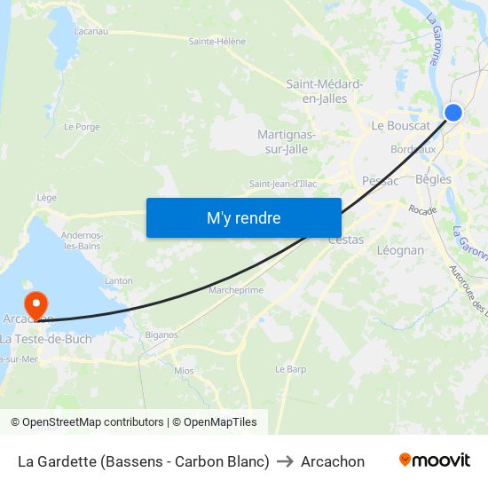 La Gardette (Bassens - Carbon Blanc) to Arcachon map