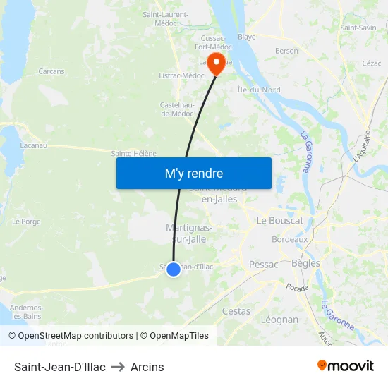Saint-Jean-D'Illac to Arcins map