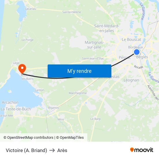 Victoire (A. Briand) to Arès map