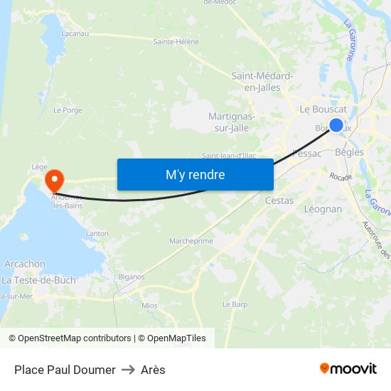 Place Paul Doumer to Arès map