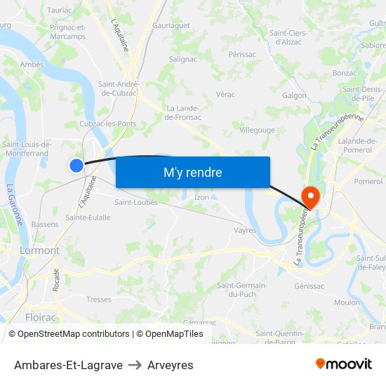 Ambares-Et-Lagrave to Arveyres map