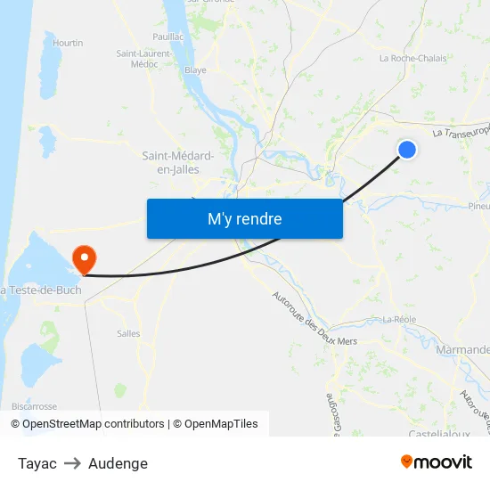Tayac to Audenge map