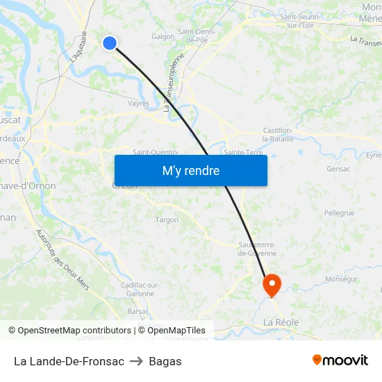 La Lande-De-Fronsac to Bagas map