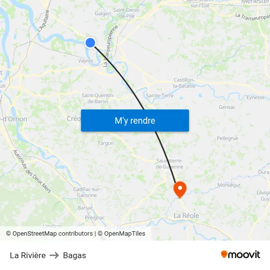 La Rivière to Bagas map