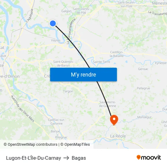 Lugon-Et-L'Île-Du-Carnay to Bagas map