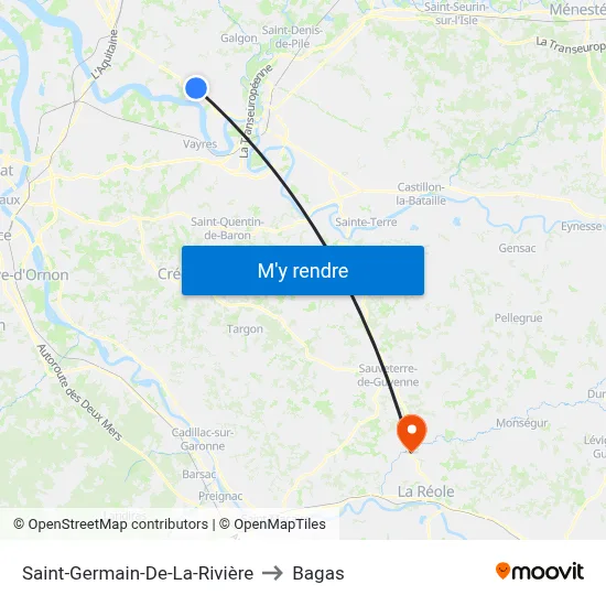 Saint-Germain-De-La-Rivière to Bagas map