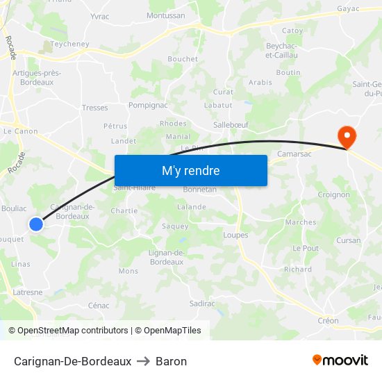 Carignan-De-Bordeaux to Baron map