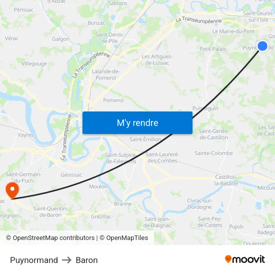 Puynormand to Baron map