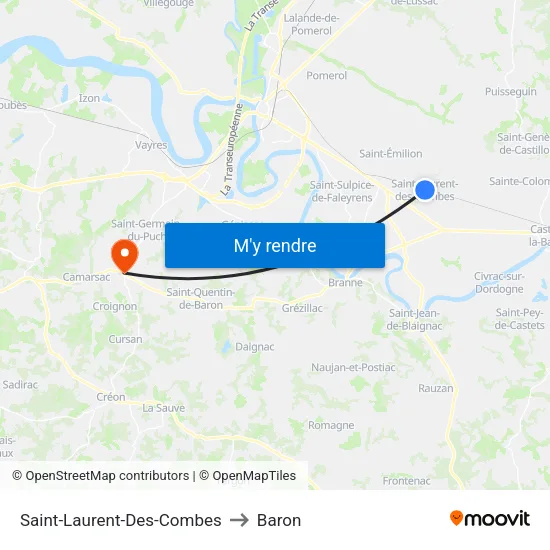 Saint-Laurent-Des-Combes to Baron map