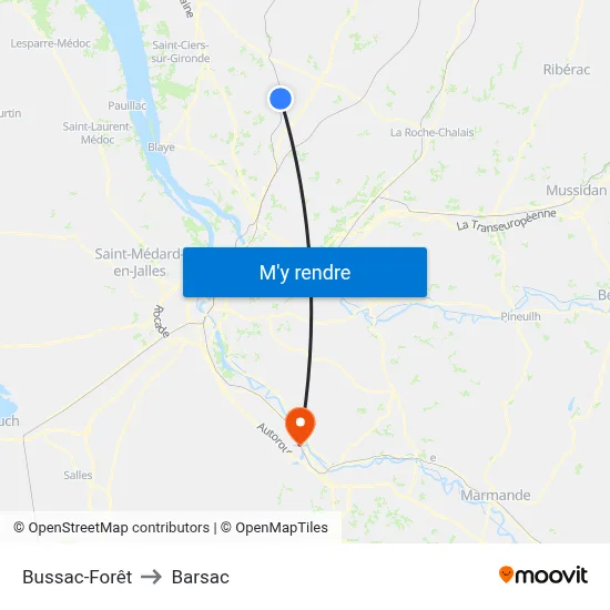 Bussac-Forêt to Barsac map