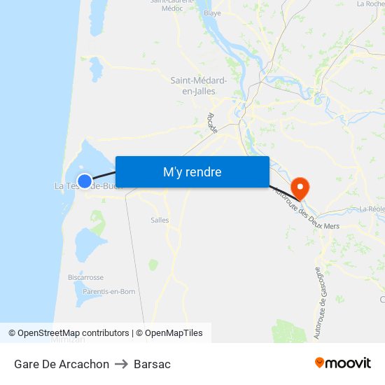 Gare De Arcachon to Barsac map