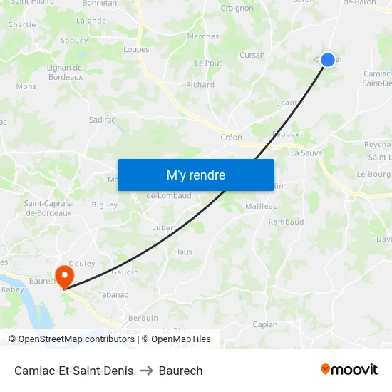 Camiac-Et-Saint-Denis to Baurech map