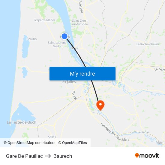 Gare De Pauillac to Baurech map