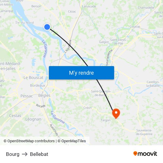 Bourg to Bellebat map