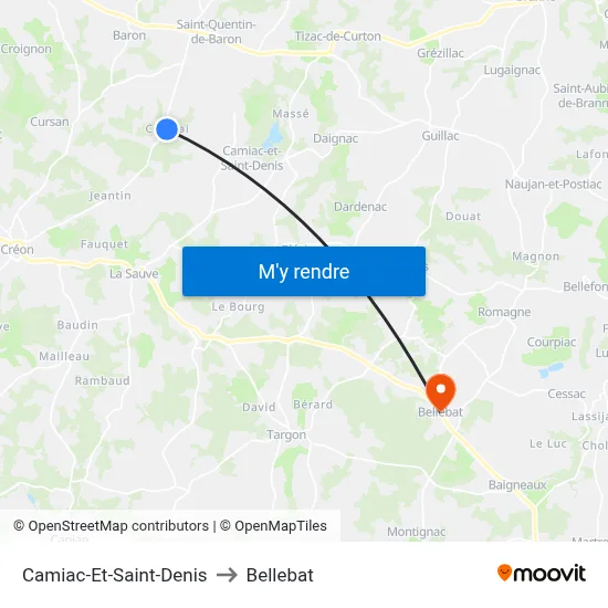 Camiac-Et-Saint-Denis to Bellebat map
