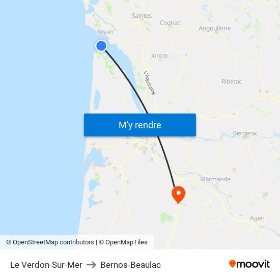 Le Verdon-Sur-Mer to Bernos-Beaulac map