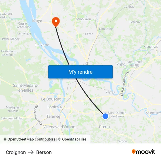 Croignon to Berson map