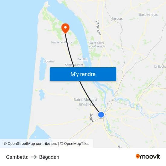 Gambetta to Bégadan map