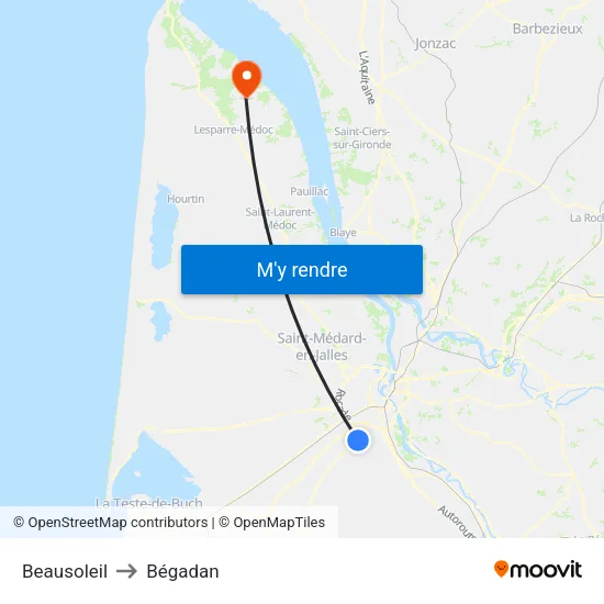 Beausoleil to Bégadan map