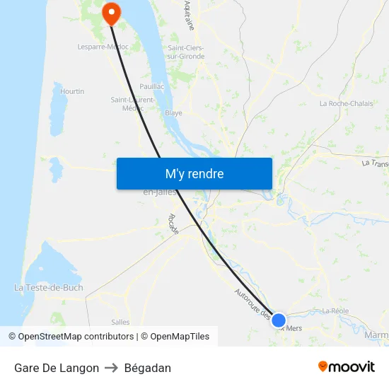 Gare De Langon to Bégadan map