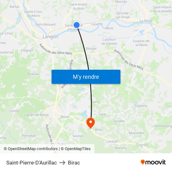 Saint-Pierre-D'Aurillac to Birac map