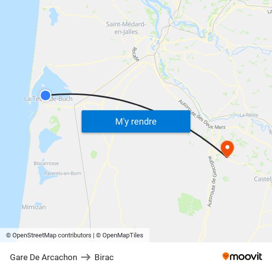 Gare De Arcachon to Birac map