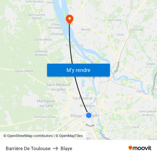 Barrière De Toulouse to Blaye map