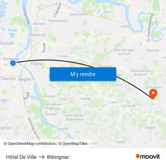 Hôtel De Ville to Blésignac map
