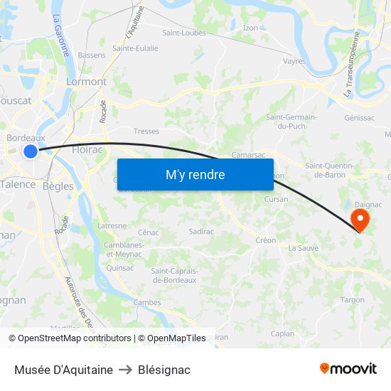 Musée D'Aquitaine to Blésignac map