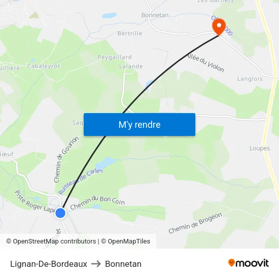 Lignan-De-Bordeaux to Bonnetan map