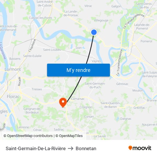 Saint-Germain-De-La-Rivière to Bonnetan map