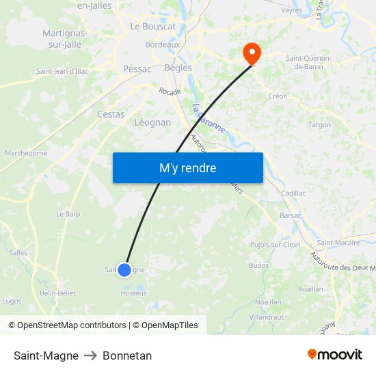 Saint-Magne to Bonnetan map