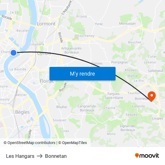 Les Hangars to Bonnetan map