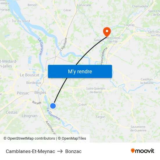 Camblanes-Et-Meynac to Bonzac map