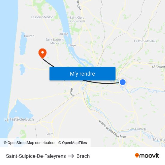 Saint-Sulpice-De-Faleyrens to Brach map