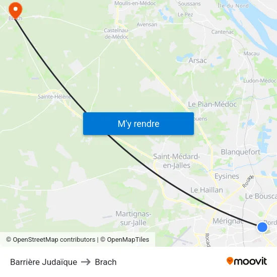 Barrière Judaïque to Brach map