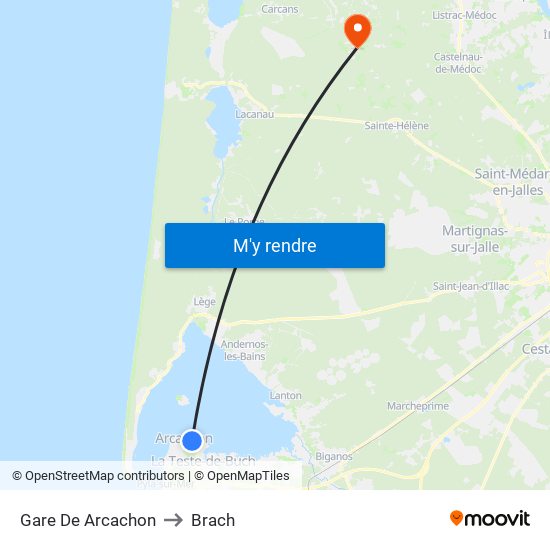 Gare De Arcachon to Brach map