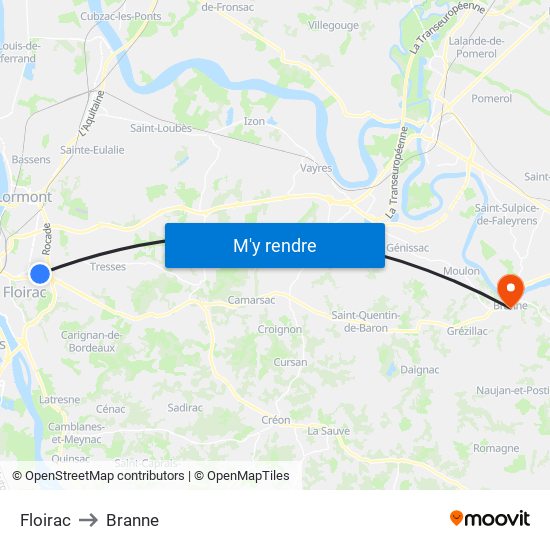 Floirac to Branne map