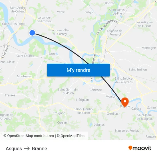 Asques to Branne map