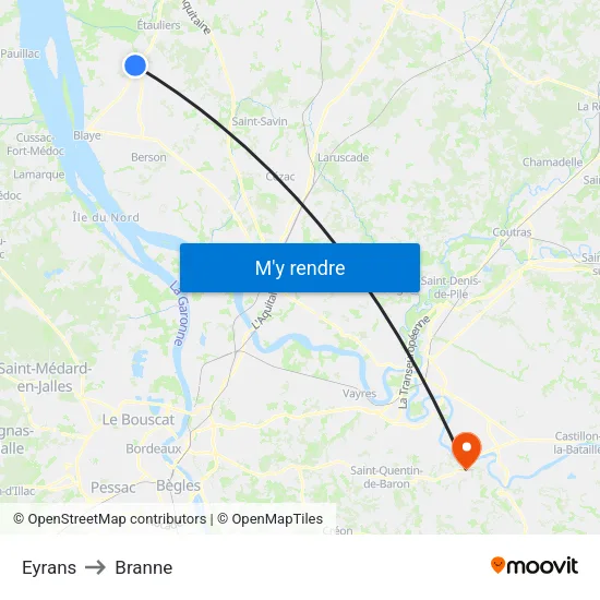 Eyrans to Branne map