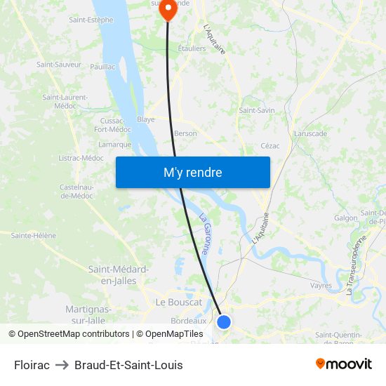 Floirac to Braud-Et-Saint-Louis map